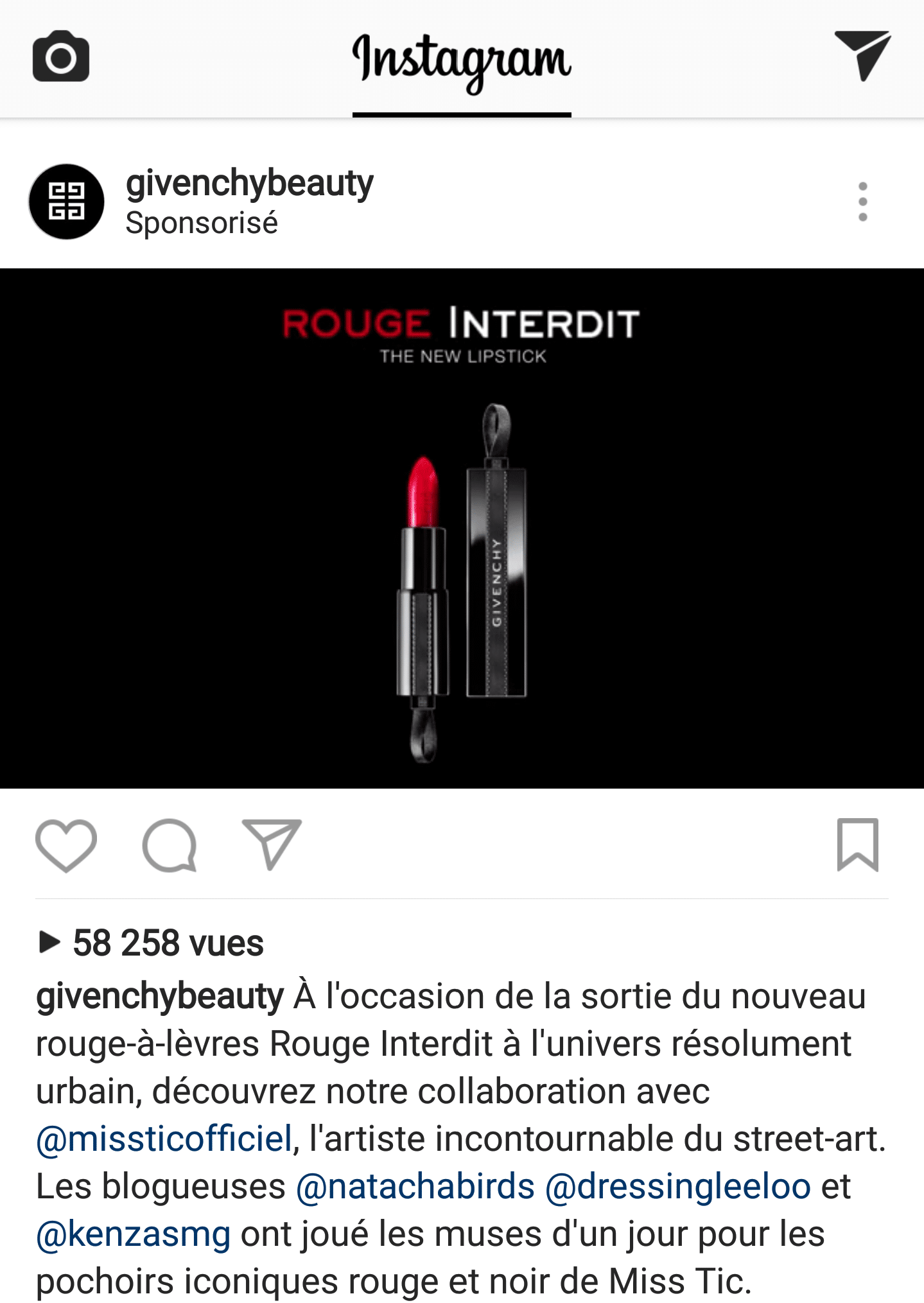 vidéo sponsorisée instagram