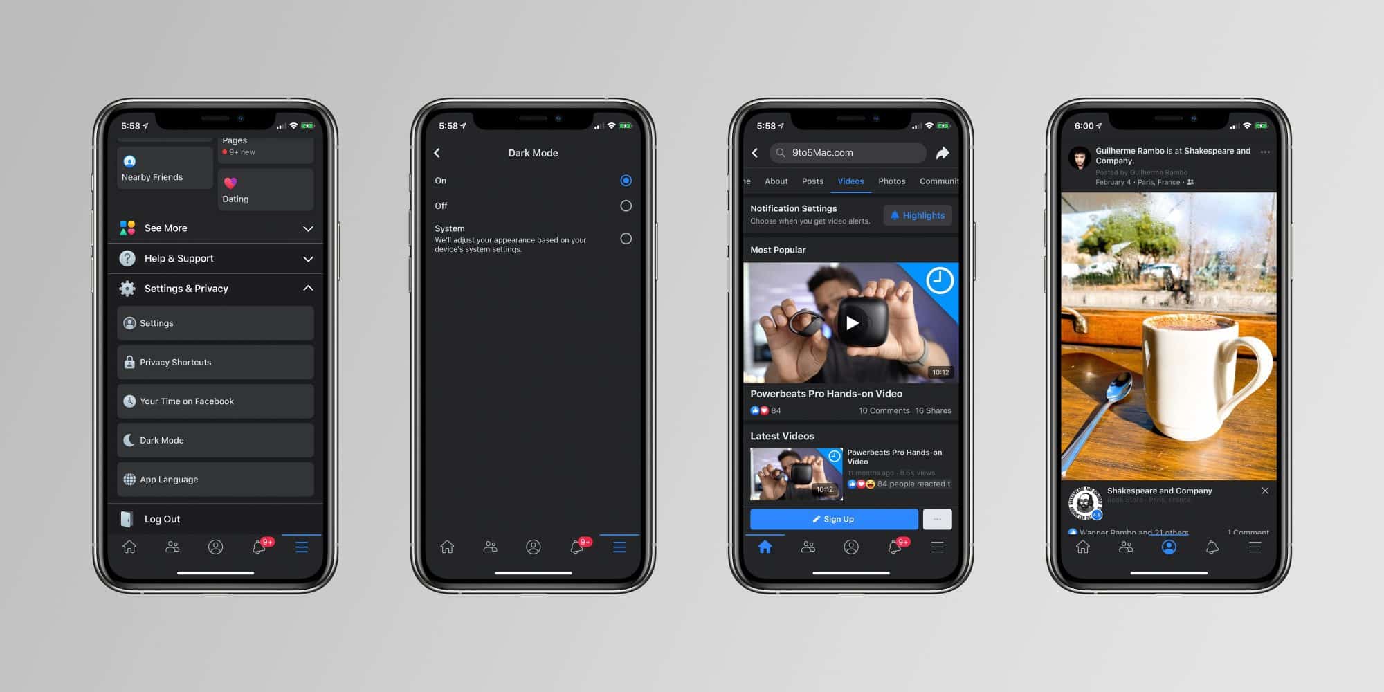 facebook mode sombre dark mode
