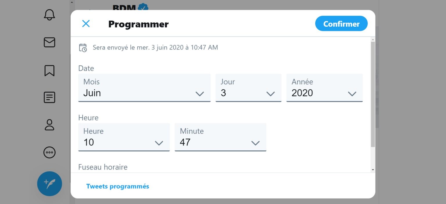 Twitter programmation tweets